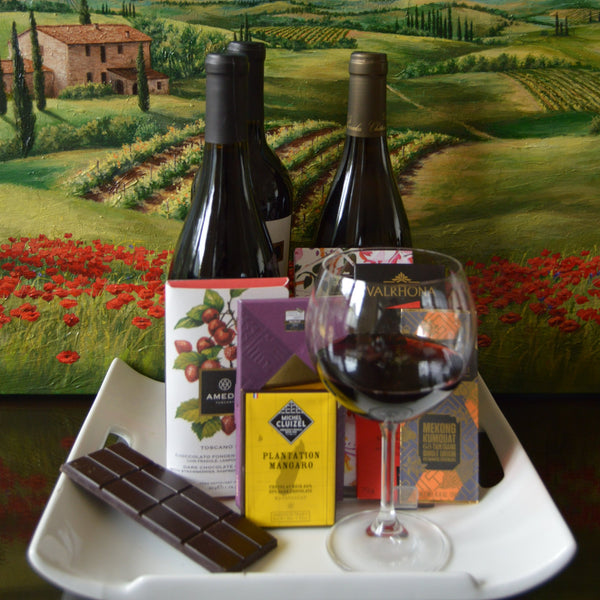 Virtual Wine and Chocolate Tasting Experience: The Ultimate Collection (5 Craft Bars | 3 Bottles of Wine | Ground Shipping)